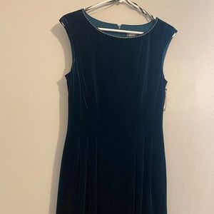 Holiday Vince Camuto Sleeveless Hunter Green Velvet Dress.